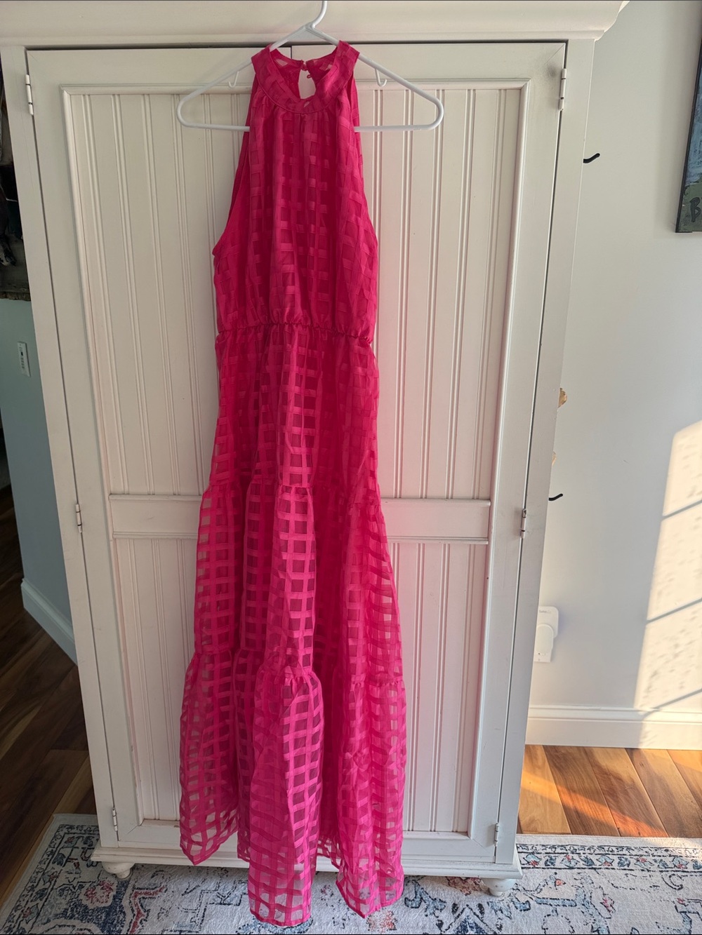 Chicwish Hot Pink Gingham Maxi Halter Dress